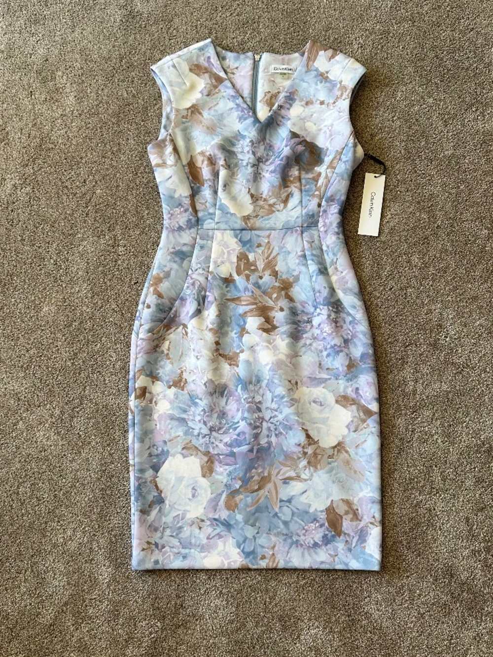 NWT Calvin Klein Pastel Watercolor Floral Sheath Dress Size 6
